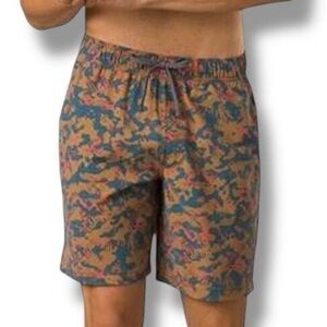 NWT Prana Men’s Metric E-Waist Short Sz M Fresca Camo 8" Drawstring
